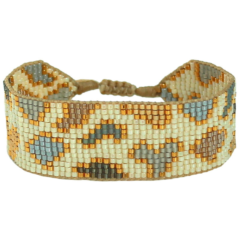 HANDMADE LEOPARD BRACELET IN BLUE AND  NUDE TONES