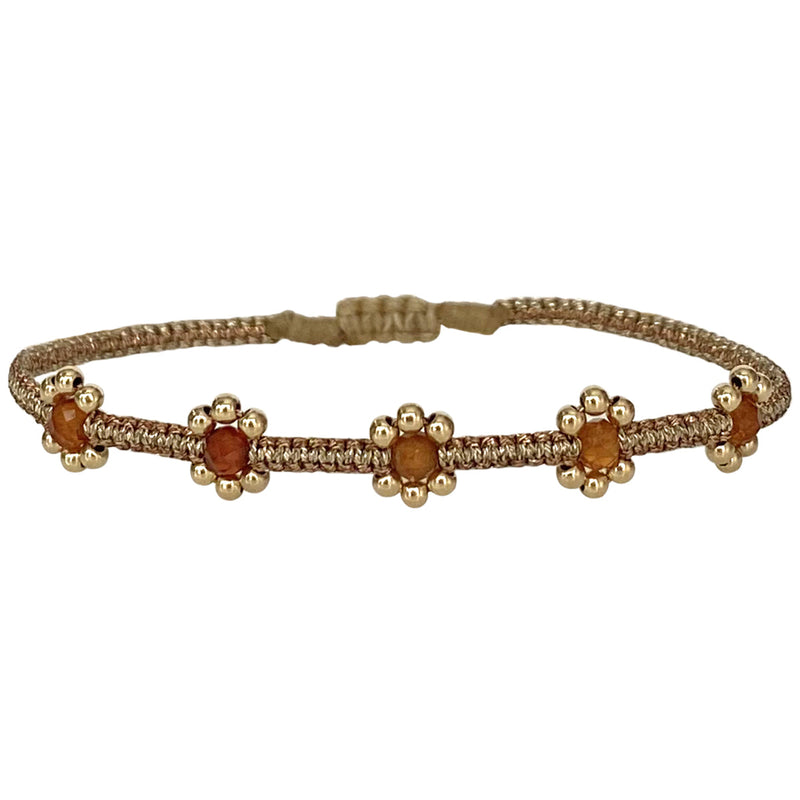 LILAC HANDMADE BRACELET WITH GOLD AND HESSONITE STONE