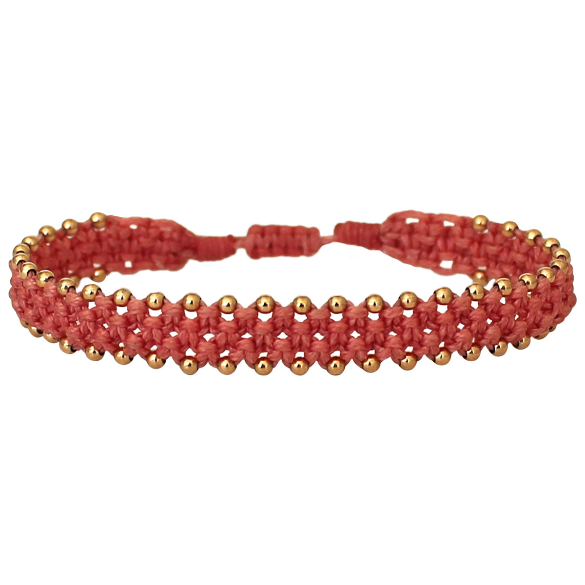 HANDMADE MACRAME BRACELET IN PINK WITH 14K GOLD FILLED BEADS