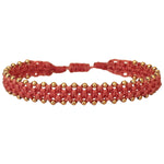 HANDMADE MACRAME BRACELET IN PINK WITH 14K GOLD FILLED BEADS