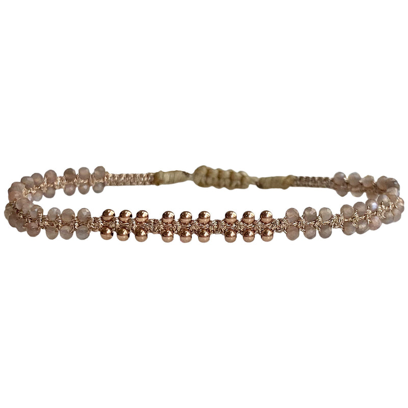 HANDMADE MARA BRACELET FEATURING CHOCOLATE MOONSTONE AND ROSE GOLD DETAILS