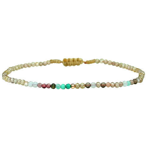 LUXURY HANDMADE MIXED STONE BRACELET WITH ROSE GOLD 