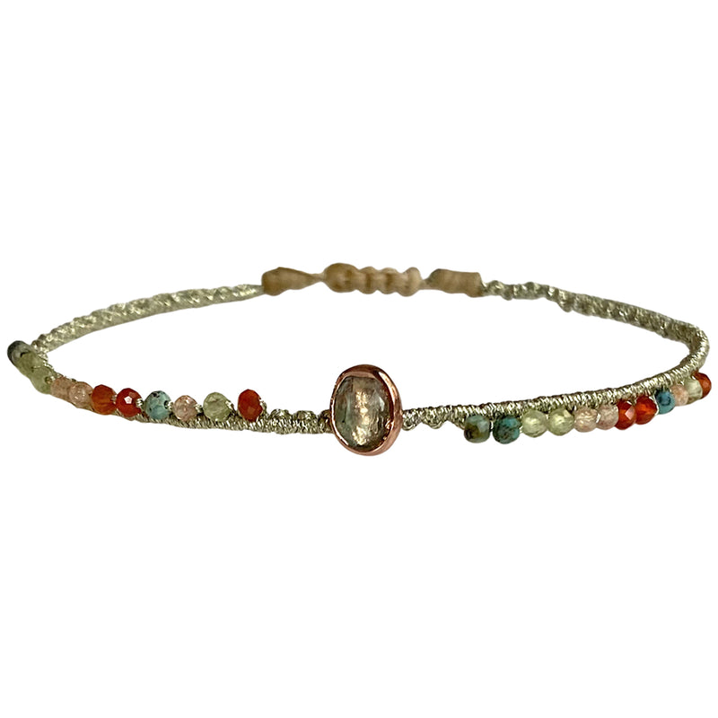 HANDMADE PEACOCK GREEN KYANTINE STONE BRACELET