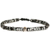 SILVER SKULL BRACELET WITH SNOWFLAKE OBSIDIAN STONES FOR HIM