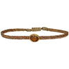 Wear it with your favourite accessories all season long, and with its adjustable pull cord you will always have the perfect fit!  Details:  - Hessonite precious stone  - Vermeil setting   -Metallic threads  -Adjustable bracelet   -Take care of your jewellery by keeping it dry and avoid spraying fragrances directly on to it.   -It comes with a card and a gift box 