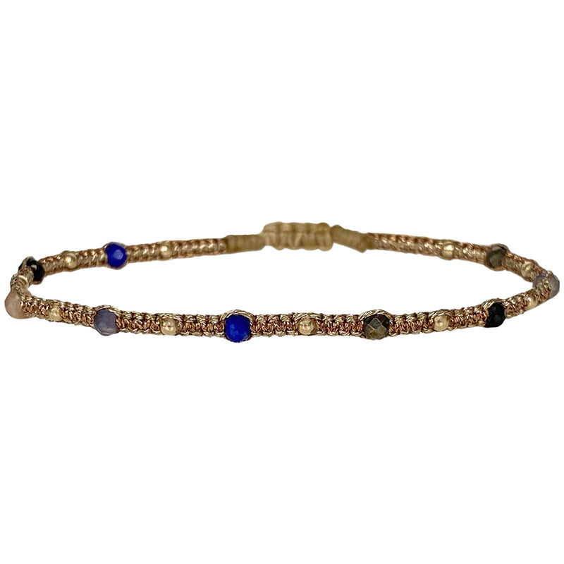 HANDMADE STONE SAND BRACELET FEATURING  GEMSTONES AND GOLD BEADS DETAILS
