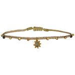 HANDMADE SUN DIAMOND CHARM BRACELET IN GOLD WITH SEMI PRECIOUS STONES