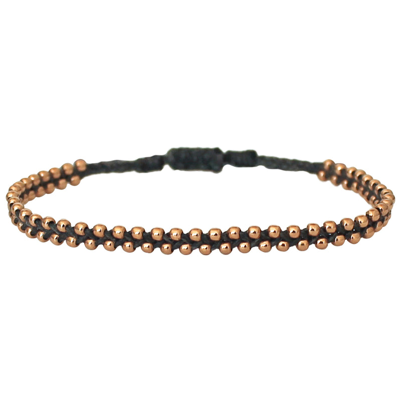TRENZA HANDWOVEN BRACELET IN GREY & ROSE GOLD