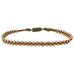 TRENZA HANDWOVEN BRACELET IN KHAKI GREEN & ROSE GOLD