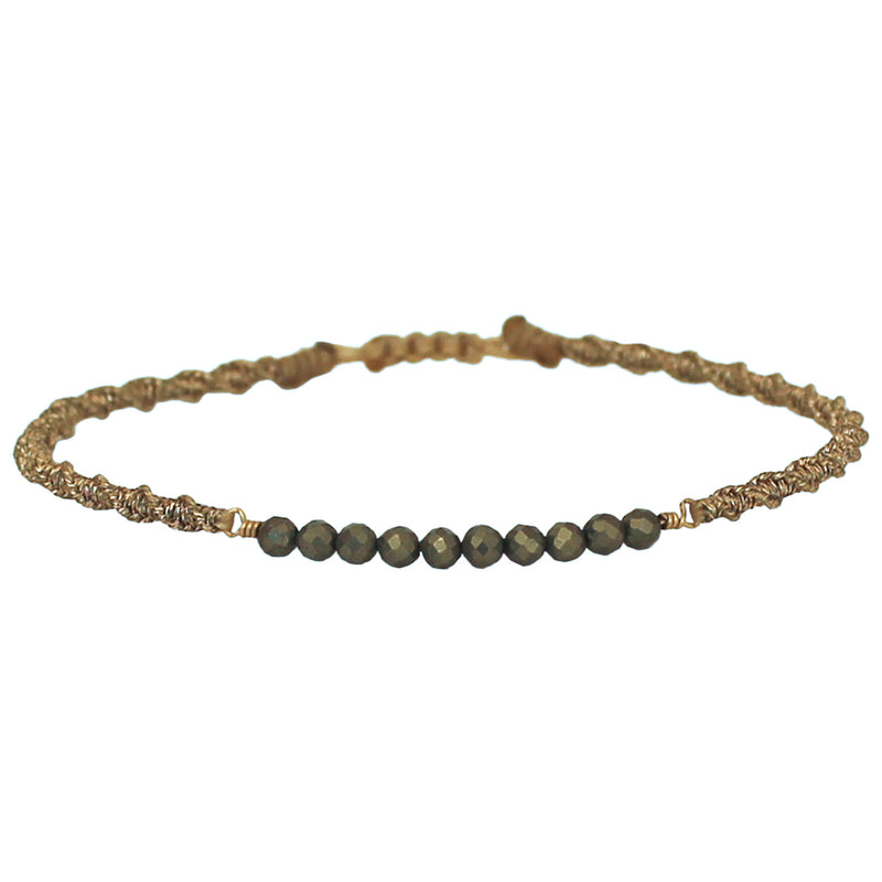 HANDMADE TWIST BRACELET WITH POWERFUL PYRITE IN GOLD TONES