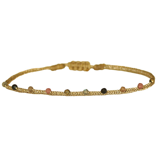 HANDMADE VELVET BRACELET WITH INTERMIXED SEMI-PRECIOUS STONES