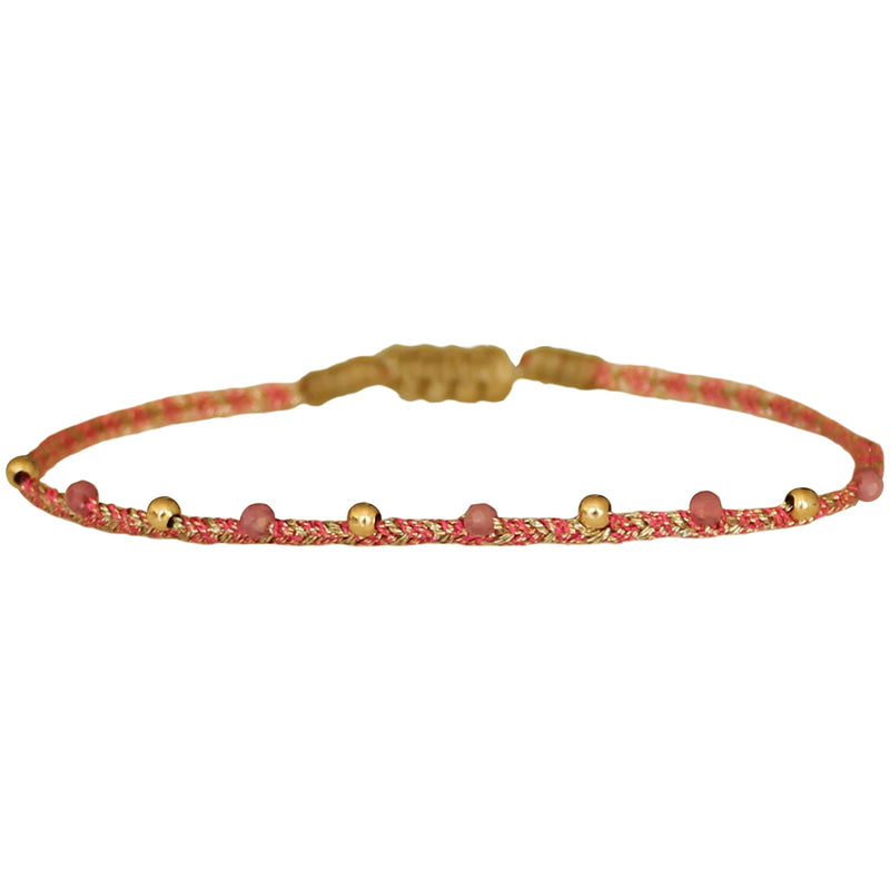 HANDMADE VELVET BRACELET IN PINK & GOLD
