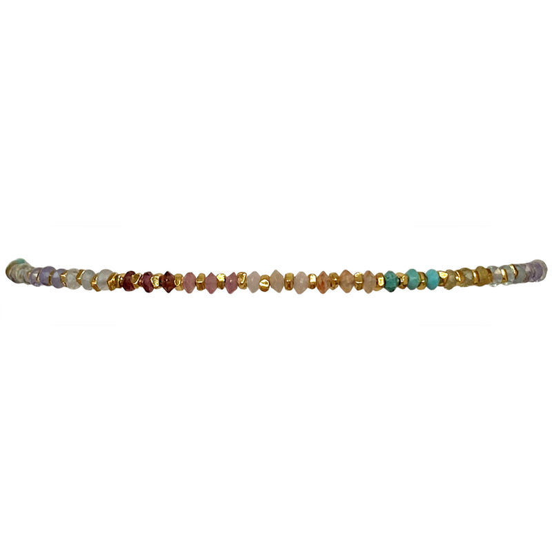 HANDMADE VIOLET BRACELET FEATURING GOLD AND GEMSTONES