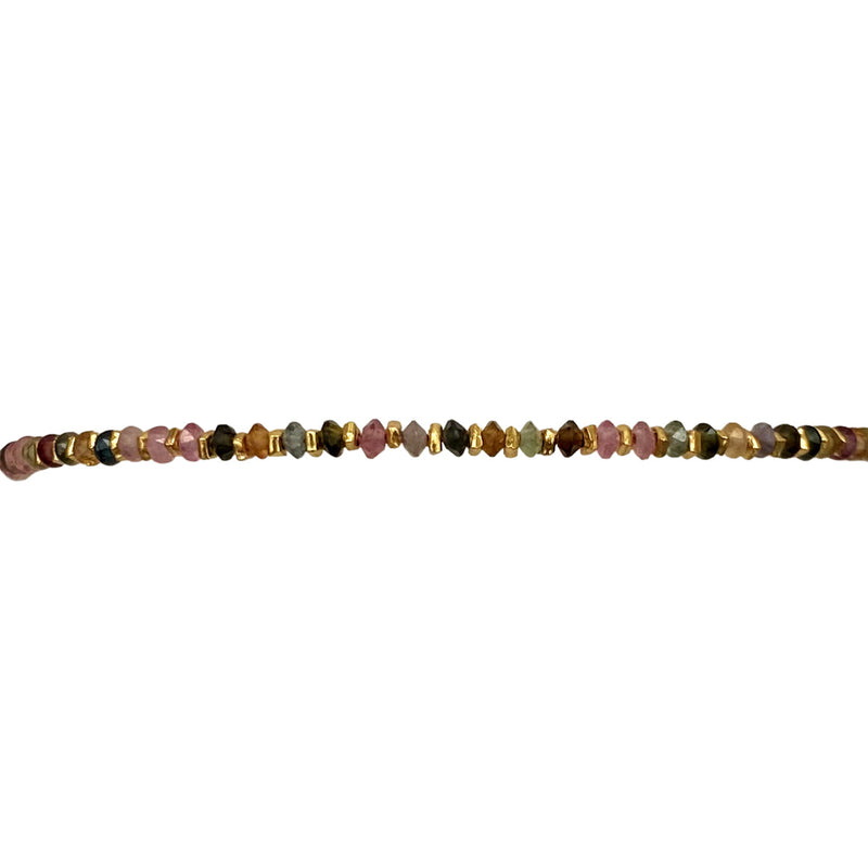 '- Watermelon tourmaline Stones  - Vermeil faceted beads  - Width 2mm  -Women bracelet  - Adjustable bracelet  -Can be worn in the  water