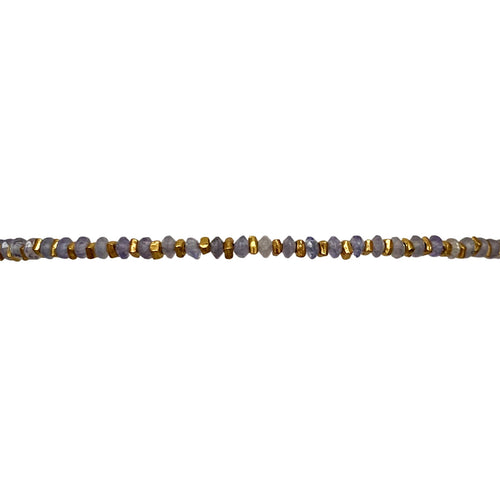 '- Tanzanite Stones  - Vermeil faceted beads  - Width 2mm  -Women bracelet  - Adjustable bracelet  -Can be worn in the  water