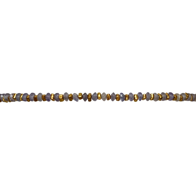 '- Tanzanite Stones  - Vermeil faceted beads  - Width 2mm  -Women bracelet  - Adjustable bracelet  -Can be worn in the  water