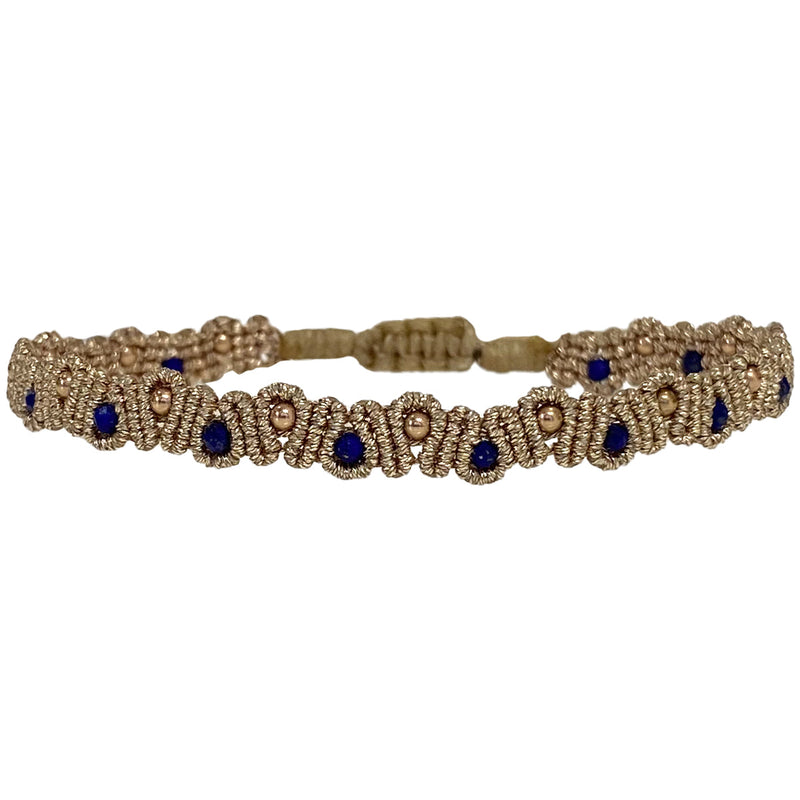 HANDWOVEN ZAHARA BRACELET FEATURING LAPIS LAZULI AND ROSE GOLD