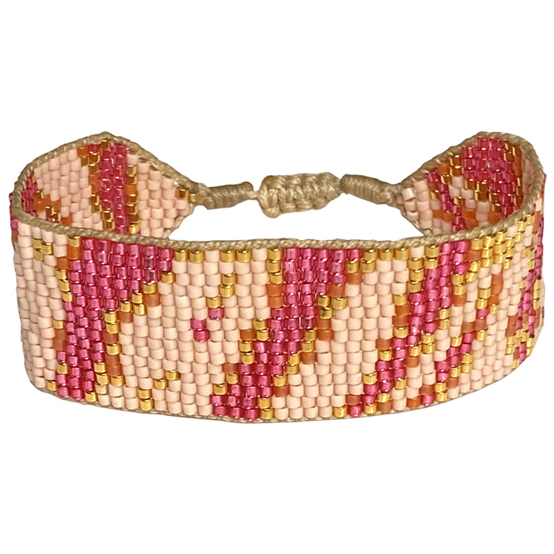 ZEBRA BEADED HANDMADE BRACELET IN BRIGHT PINK