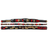 SET OF THREE HANDWOVEN BEADED BRACELETS IN GOLD AND RED