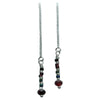 STERLING SILVER CHAIN EARRINGS IN AQUA AND BURGUNDY