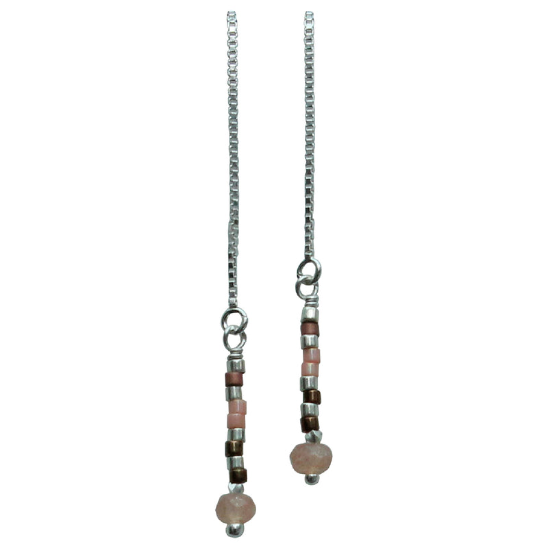STERLING SILVER CHAIN EARRINGS IN PINK TONES