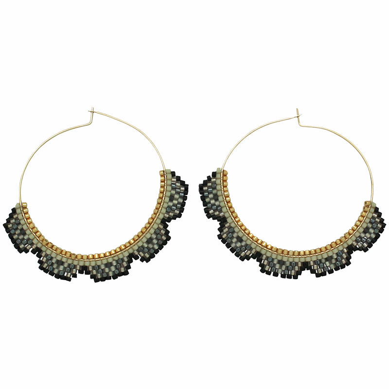 HOOP EARRINGS IN GOLD & BLACK TONES