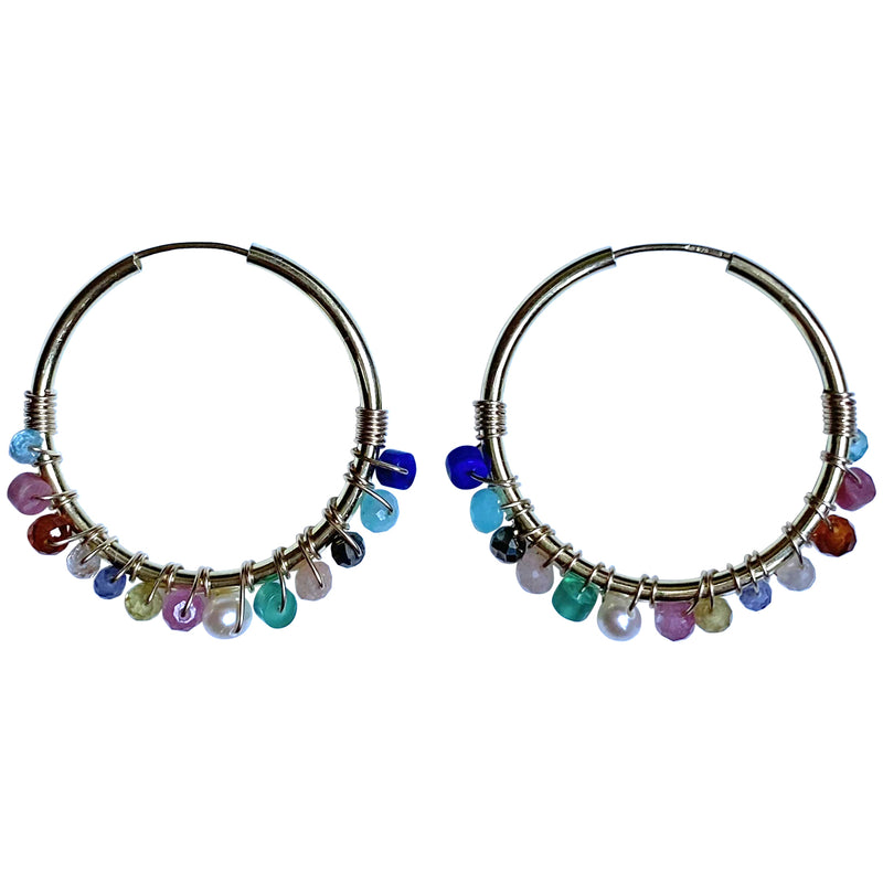 GOLD KIARA HOOP EARRINGS WITH INTERMIXED STONES