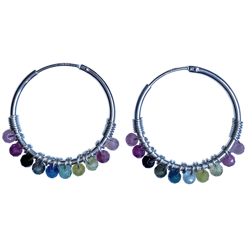 SMALL SILVER KIARA EARRINGS WITH INTERMIXED STONES