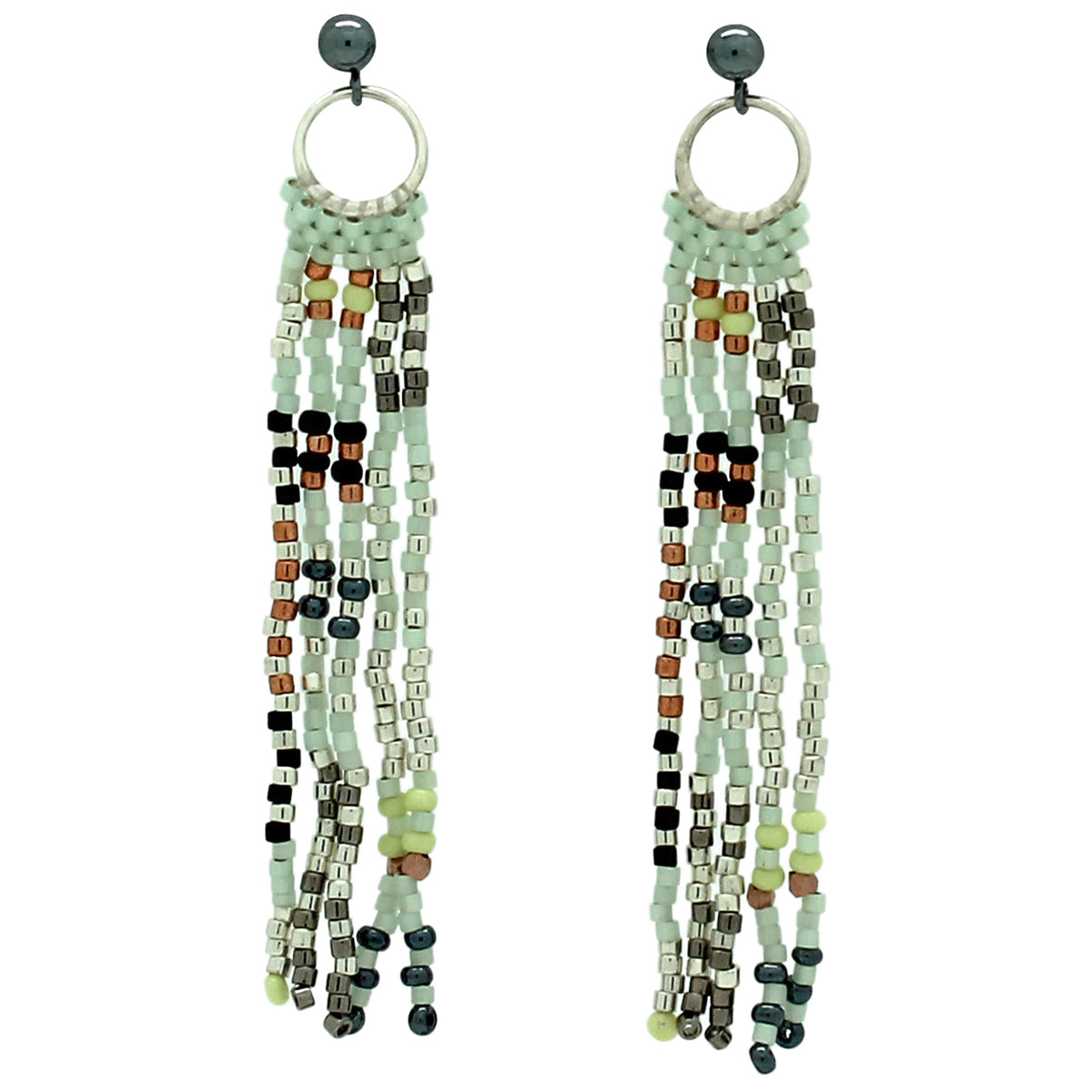 TOPO EARRINGS IN COBRE, GREEN AND SILVER TONES