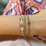 HANDMADE GLASS BEADS BRACELET IN PALE PINKS AND COPPER TONES