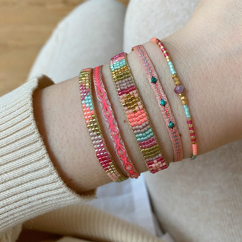 BRIGHT PINK SET OF THREE HANDMADE BRACELETS