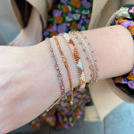 HANDMADE BEADED PATTERNED BRACELET IN COPPER AND NEUTRAL TONES