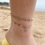 MACRAME ANKLET BRACELET IN GOLD TONES