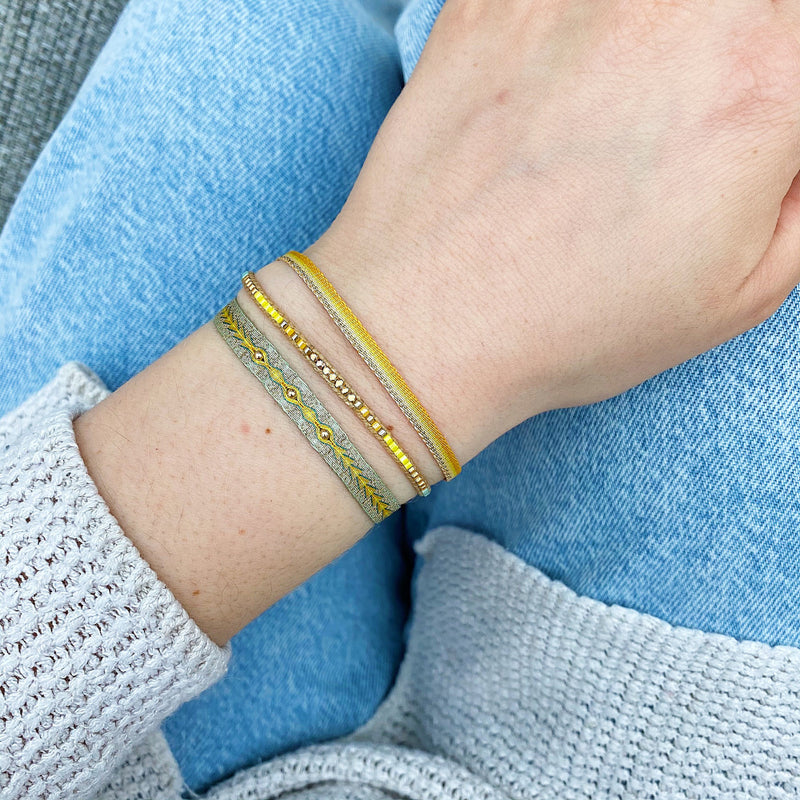 SET OF THREE BRIGHT YELLOW HANDMADE BRACELETS