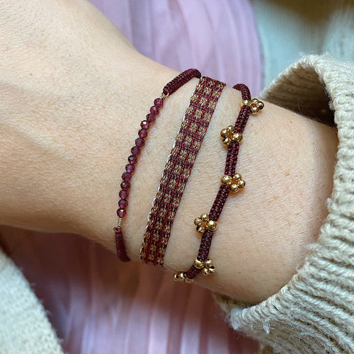 HANDMADE GEM BRACELET WITH RHODOLITE SEMI PRECIOUS STONES