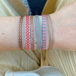 BASIC HANDMADE BRACELET IN PINK, BLUE AND GOLD