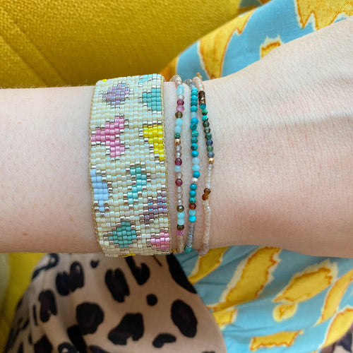LUXURY HANDMADE MIXED STONE BRACELET WITH SILVER