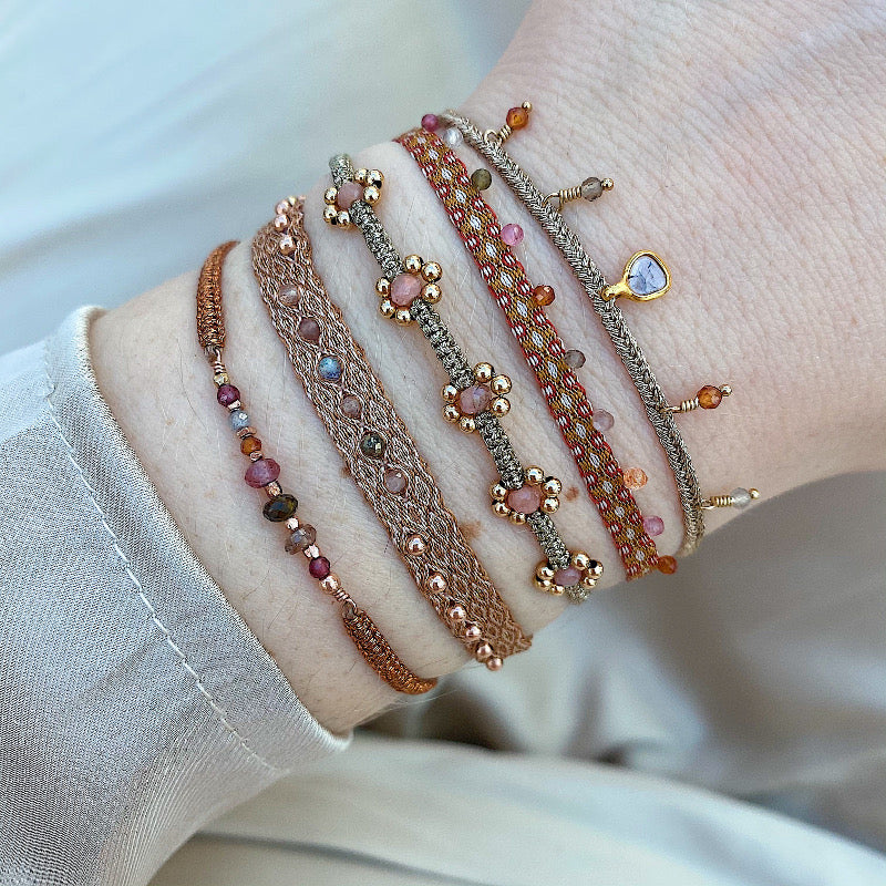 DIAMOND CHARMS HANDMADE BRACELET ON MODEL