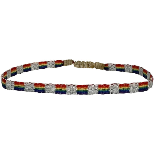 You are powerful, strong and creative. You are capable of great things. You have the ability to create anything you want in your life. Be proud of who you are and show it with this unique handmade bracelet.  This rainbow bracelet is a one of a kind piece handmade by our team of artisans using polyester threads.  Details:  - Handwoven using Polyester  -Can be worn in the water  - Stainless steel "LeJu London" logo/tag  - Width 5mm  -Pride bracelet