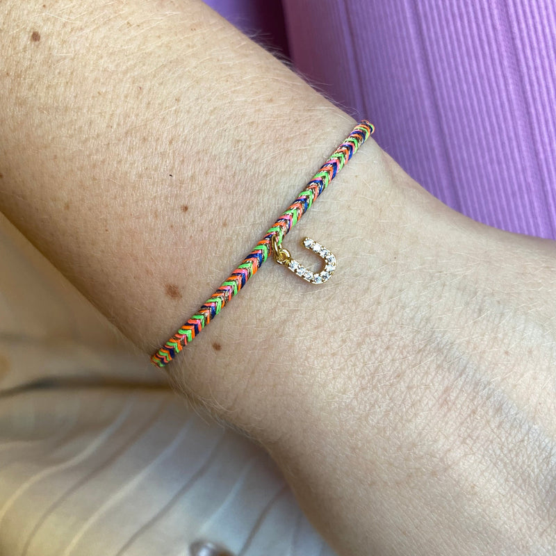 PETITE HANDMADE BRACELET FEATURING LETTER U ZIRCON CHARM