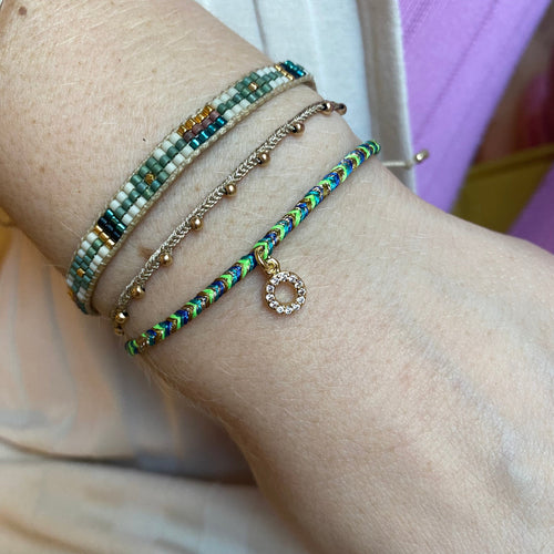 PETITE HANDMADE BRACELET FEATURING LETTER O ZIRCON CHARM