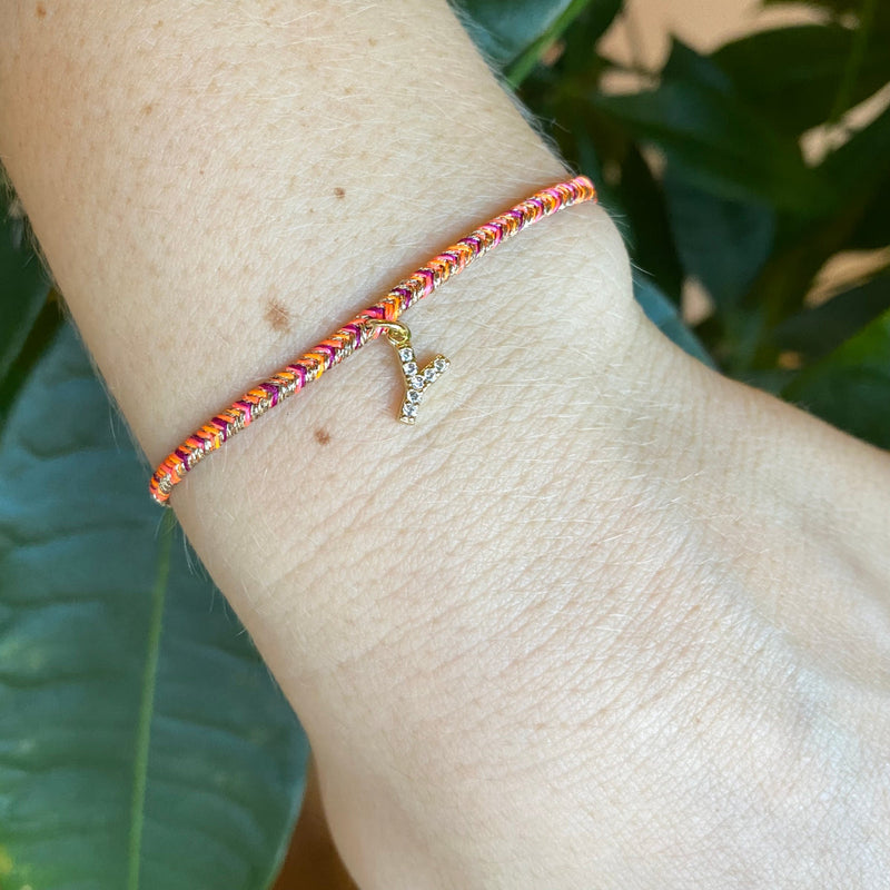 PETITE HANDMADE BRACELET FEATURING LETTER Y ZIRCON CHARM