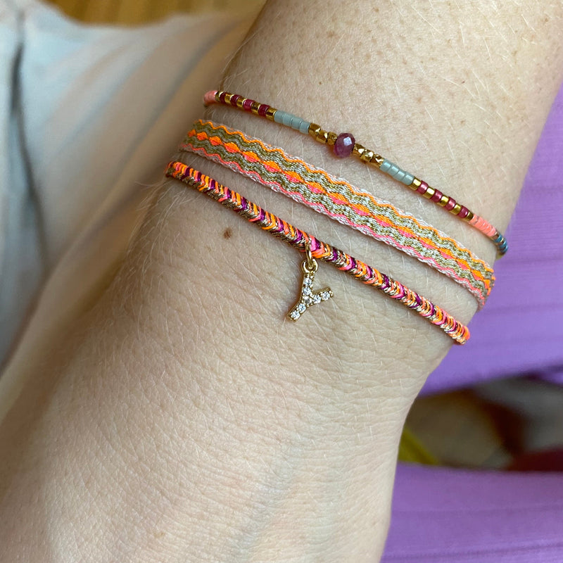 PETITE HANDMADE BRACELET FEATURING LETTER Y ZIRCON CHARM