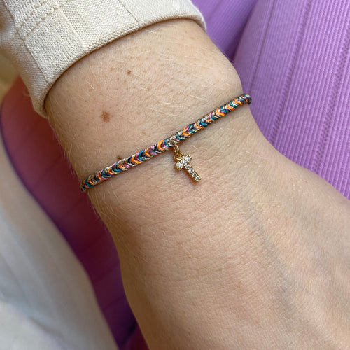 PETITE HANDMADE BRACELET FEATURING LETTER T ZIRCON CHARM
