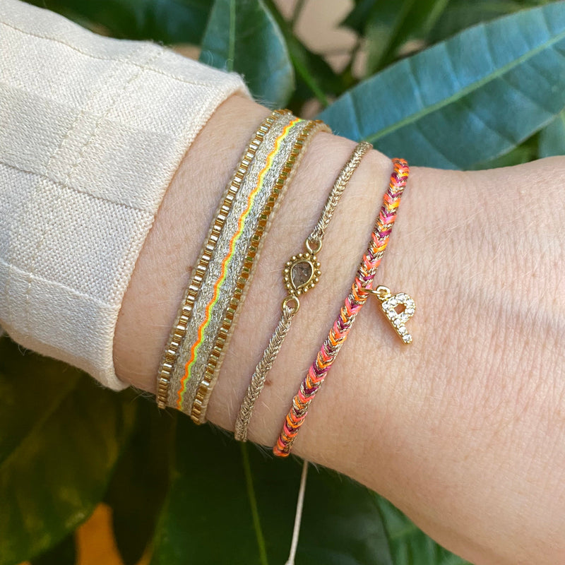 PETITE HANDMADE BRACELET FEATURING LETTER P ZIRCON CHARM