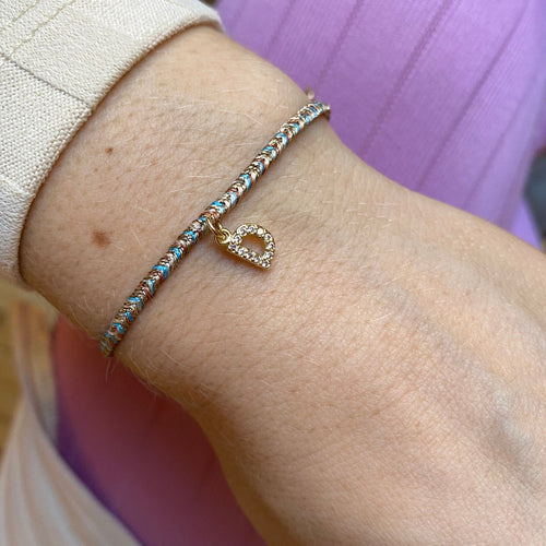 PETITE HANDMADE BRACELET FEATURING LETTER D ZIRCON CHARM