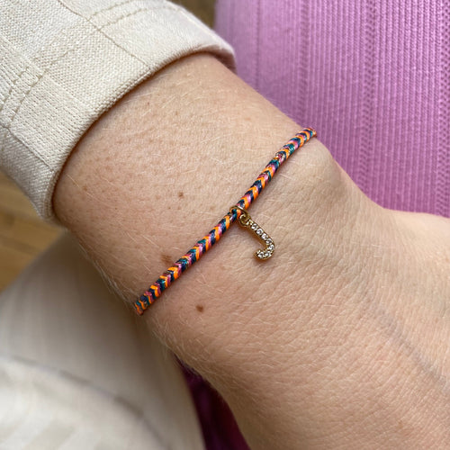 PETITE HANDMADE BRACELET FEATURING LETTER J ZIRCON CHARM