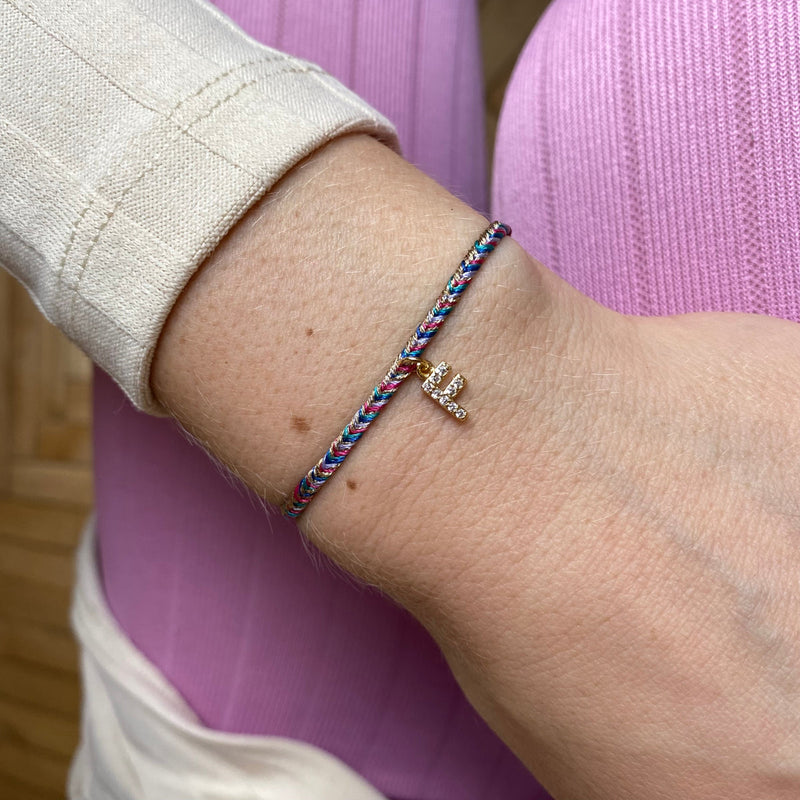 PETITE HANDMADE BRACELET FEATURING LETTER F ZIRCON CHARM