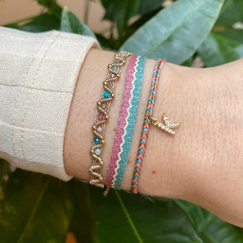 PETITE HANDMADE BRACELET FEATURING LETTER K ZIRCON CHARM