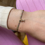 PETITE HANDMADE BRACELET FEATURING LETTER I ZIRCON CHARM